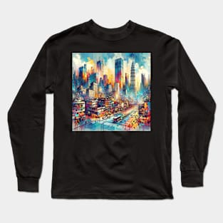 City Vibrance: Dynamic Urban Tapestry Long Sleeve T-Shirt